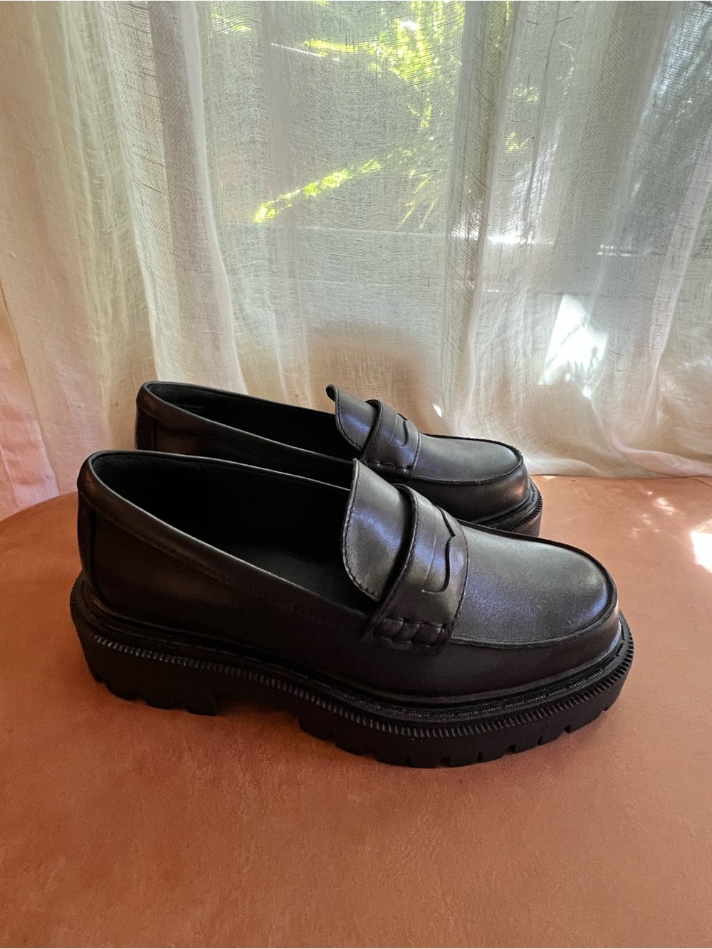ALDO Black PU Leather Platform Penny Loafers - Women’s Classic Slip-On